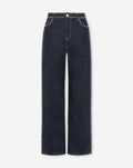 LIA STUD WIDE LEG JEANS DONKERBLAUW