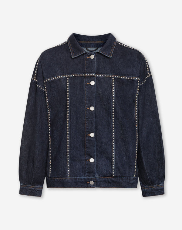 LIA STUD DENIM JACKET RIGID BLUE