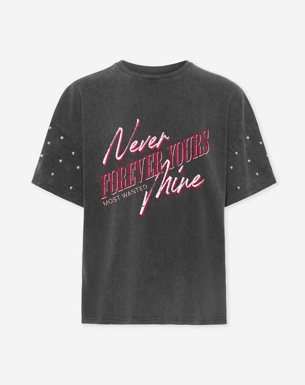 FOREVER YOURS STUD SLEEVE TEE ACID GREY