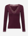 LACE VNECK LONG SLEEVE TOP DARK BURGUNDY