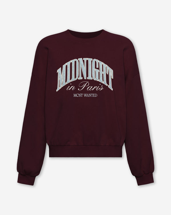MIDNIGHT SATIN PATCH SWEATER DARK BURGUNDY