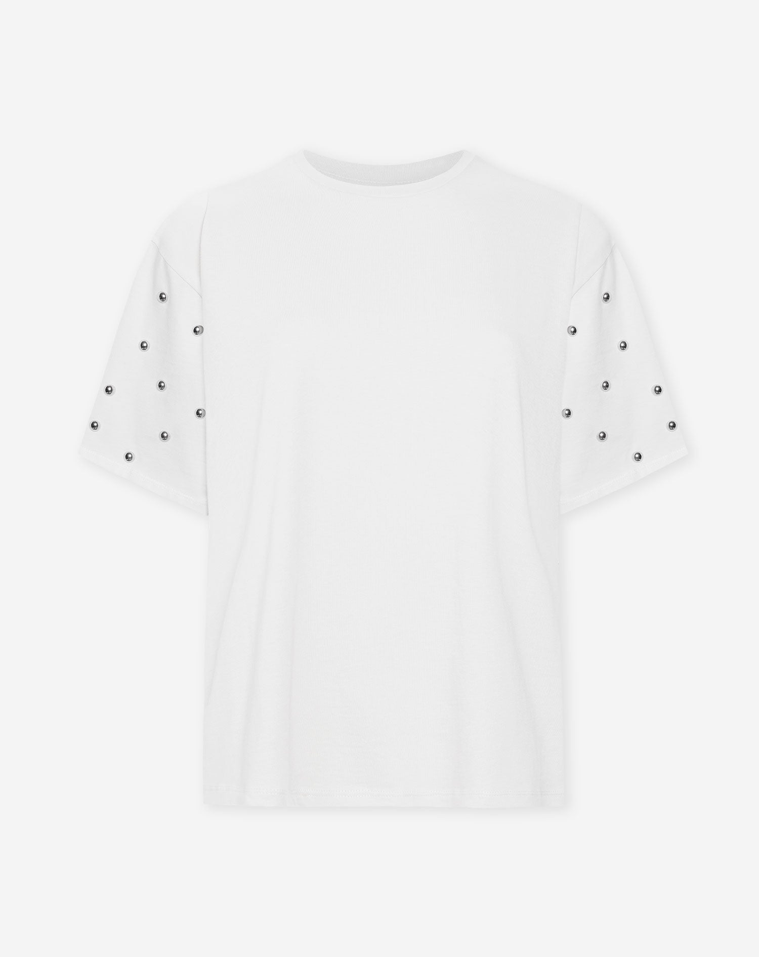 BOLD STUDS SLEEVE OVERSIZED TEE CRÈME