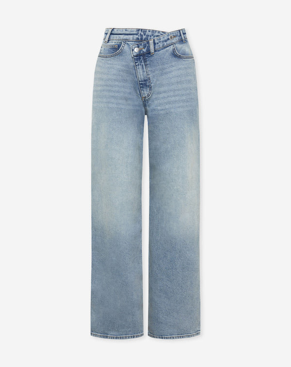 ELVY CROSSOVER WIDE LEG JEANS BLAUW