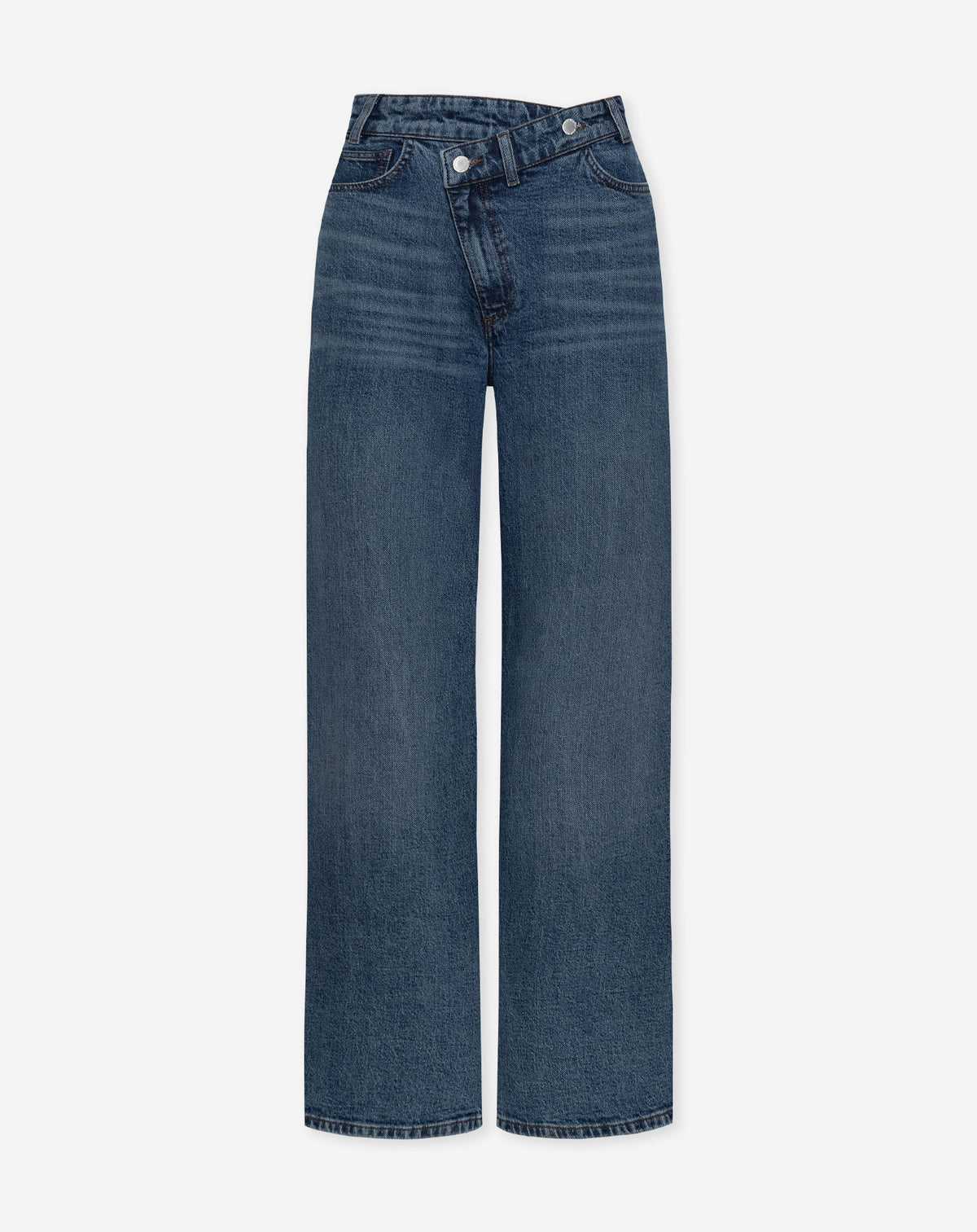 ELVY CROSSOVER WIDE LEG JEANS DONKERBLAUW