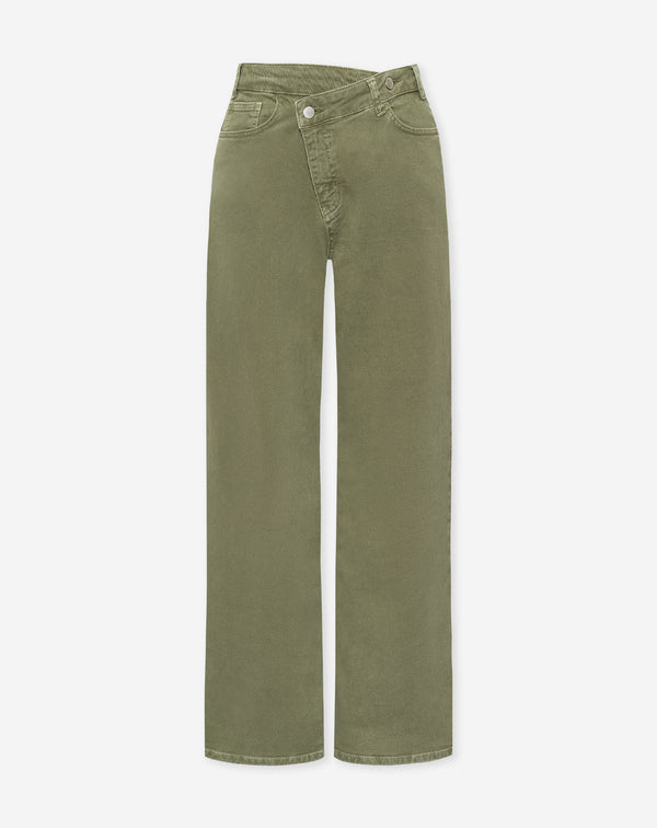 ELVY CROSSOVER WIDE LEG JEANS OLIVE