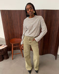 ELVY CROSSOVER WIDE LEG JEANS OLIJFGROEN
