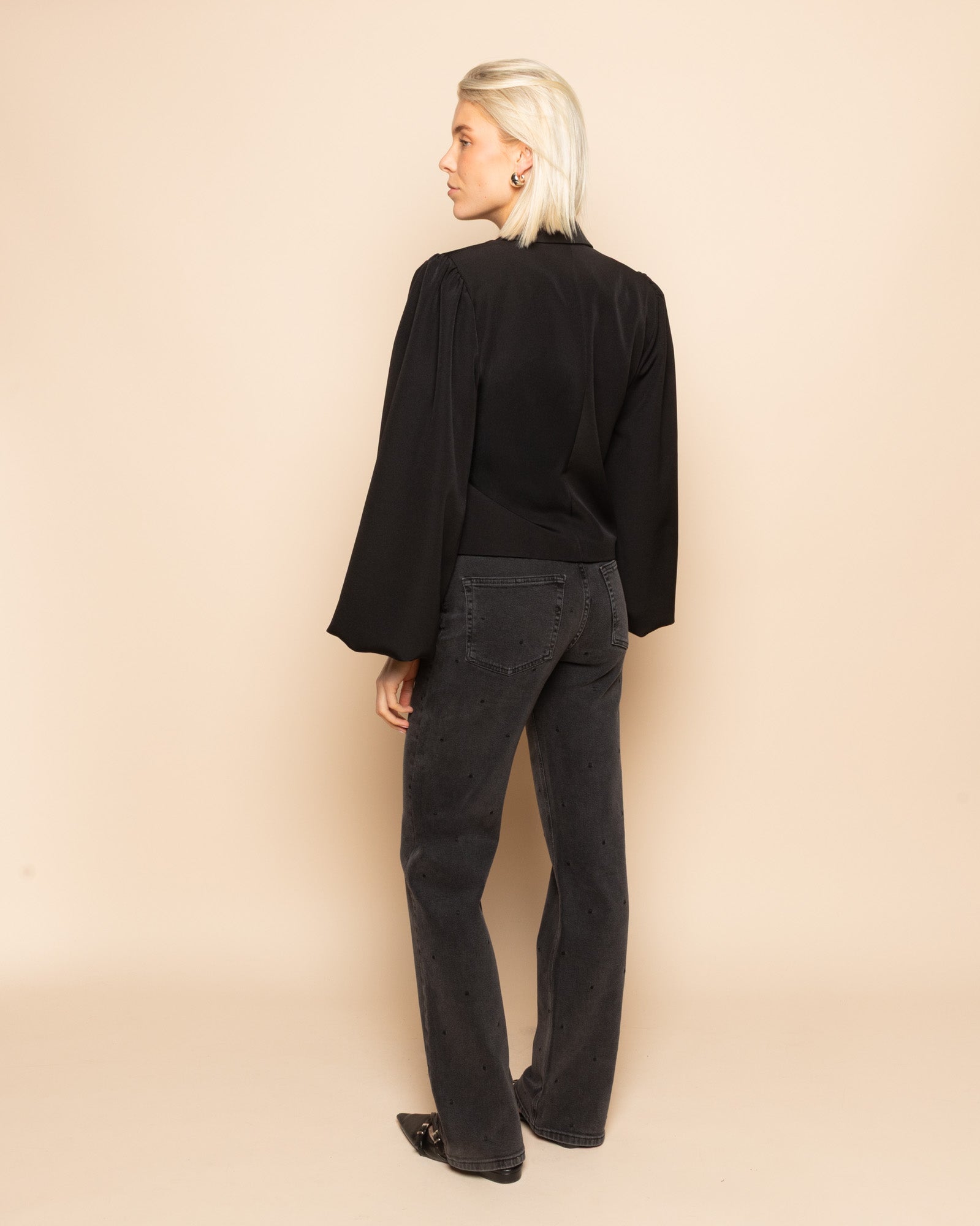 DOT BOOTCUT JEANS DONKERGRIJS