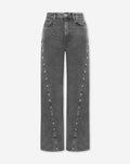 STUD SEAM WIDE LEG JEANS GREY