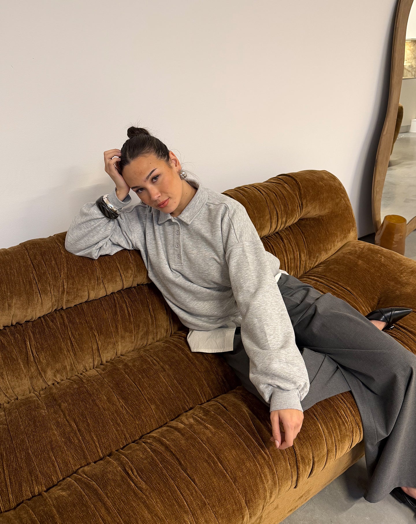 POLO SWEATER GREY MELANGE