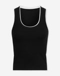 CONTRAST BINDING RIB TOP BLACK