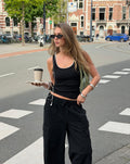 CONTRAST BINDING RIB TOP BLACK