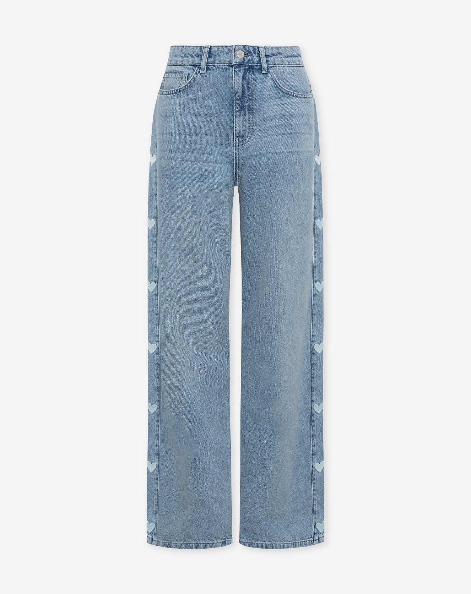 SIDE HEART WIDE LEG JEANS BLAUW