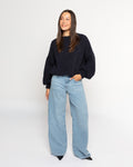 SIDE HEART WIDE LEG JEANS BLAUW