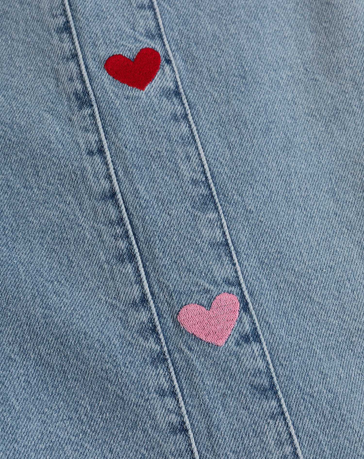 SIDE HEART WIDE LEG JEANS ROOD ROZE