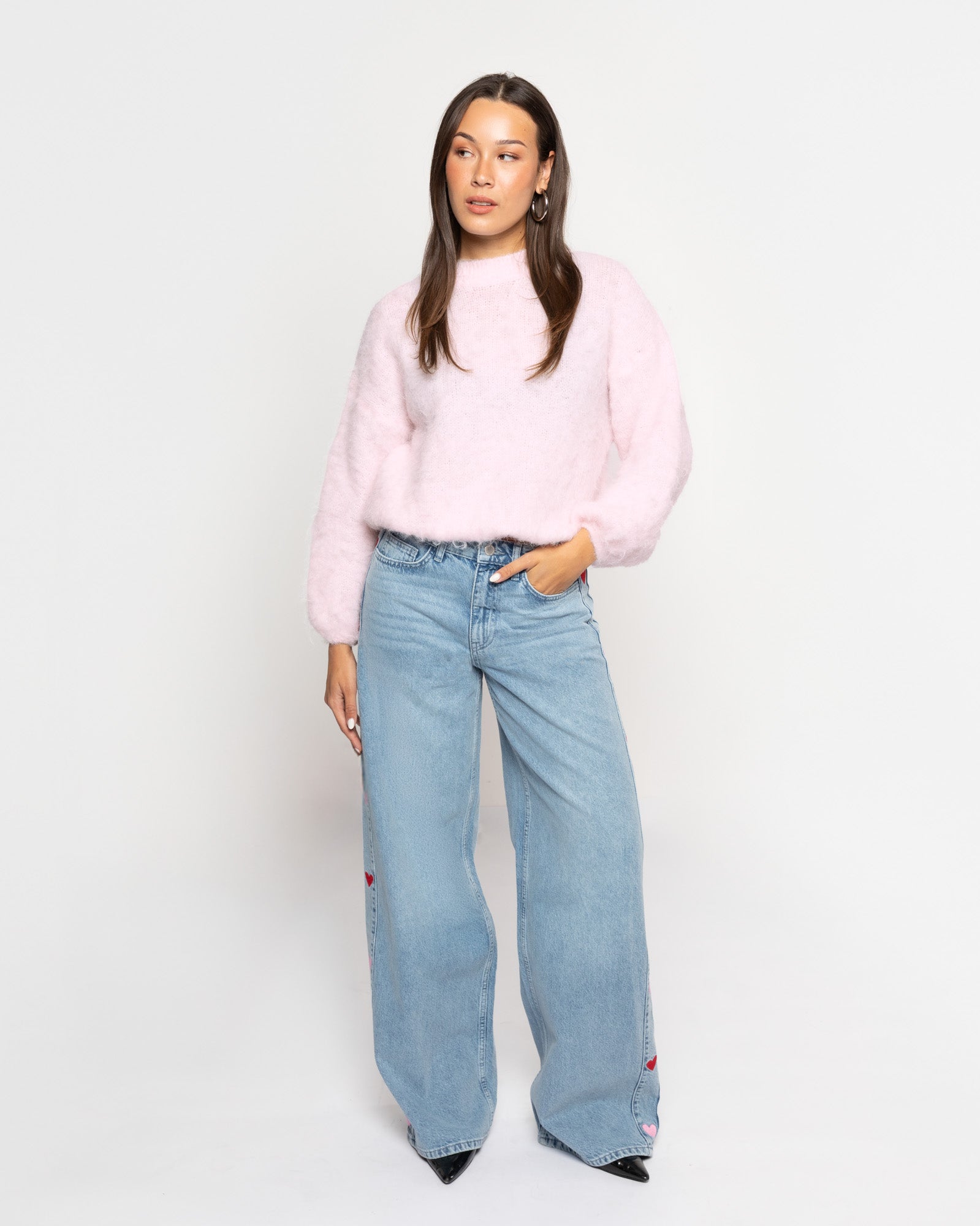 BRUSHED MOHAIR KNIT LIGHT PINK