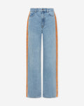 LACE TAPE WIDE LEG JEANS ORANGE