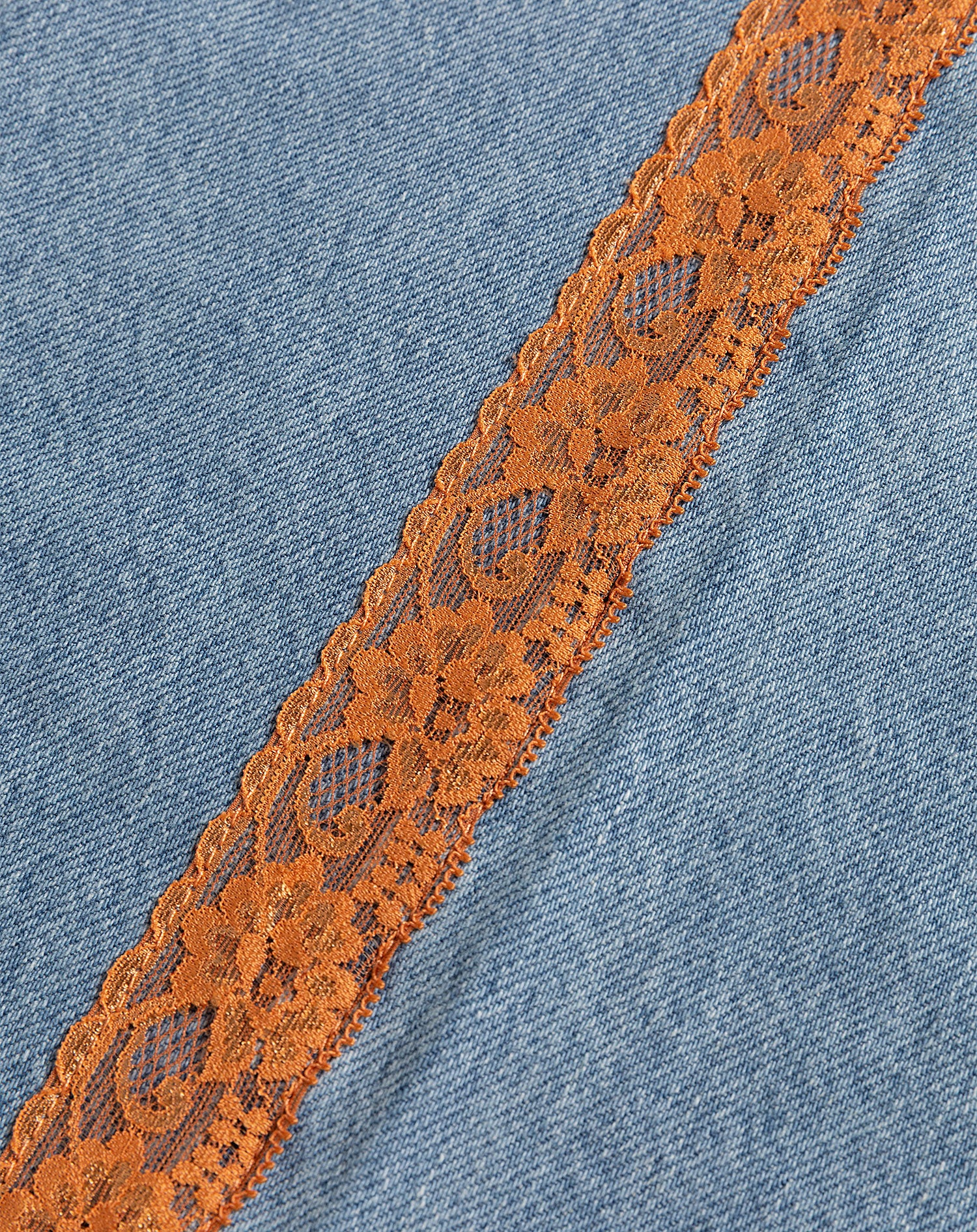 LACE TAPE WIDE LEG JEANS ORANGE