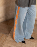 LACE TAPE WIDE LEG JEANS ORANJE