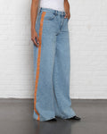 LACE TAPE WIDE LEG JEANS ORANJE