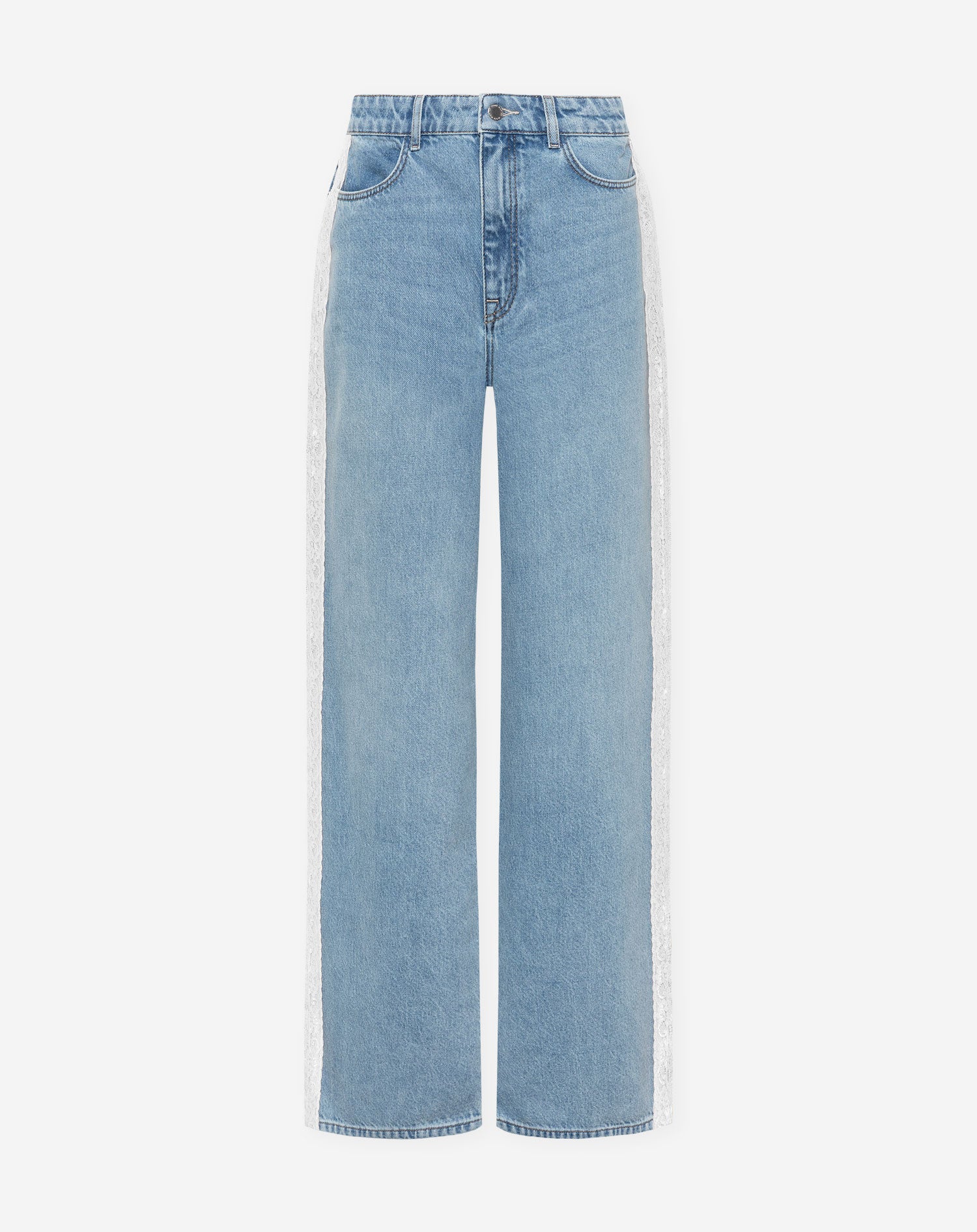 LACE TAPE WIDE LEG JEANS WIT