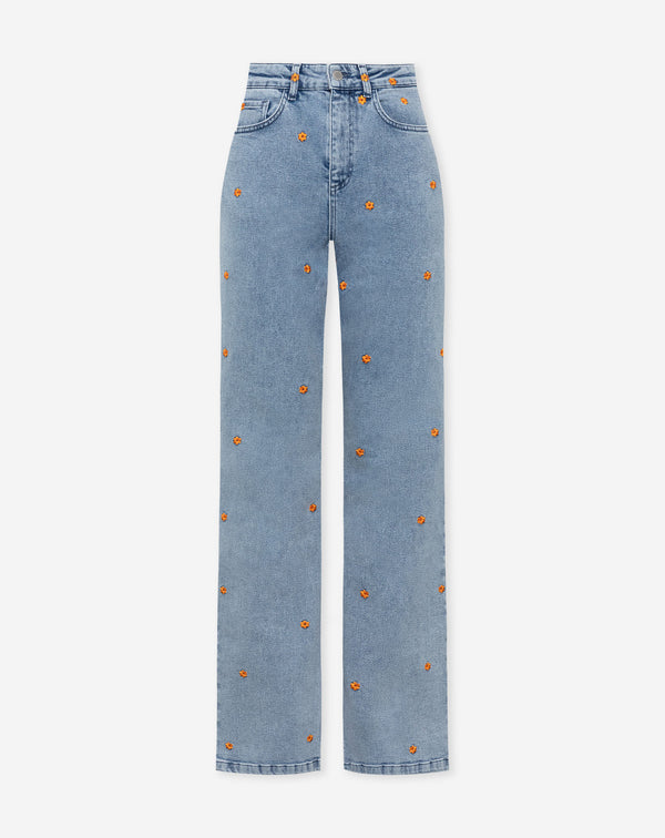FLOWER BOOTCUT JEANS ORANJE
