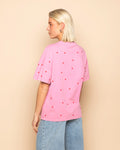 HEART EMBROIDERY OVERSIZED TEE ACID ROZE