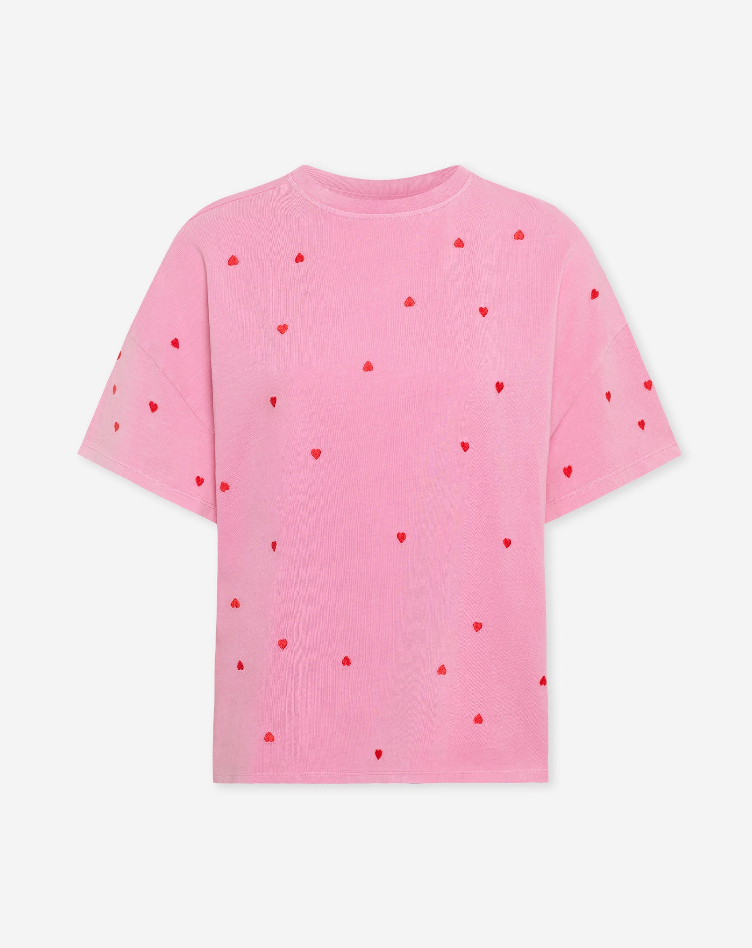 HEART EMBROIDERY OVERSIZED TEE ACID ROZE | Most Wanted