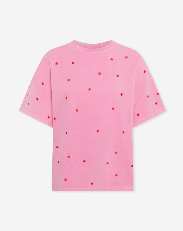 HEART EMBROIDERY OVERSIZED TEE ACID ROZE