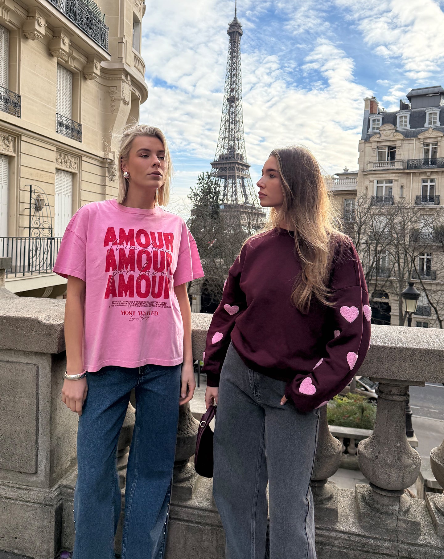 HEART TOWELING SWEATER BURGUNDY