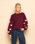 HEART TOWELING SWEATER BURGUNDY