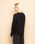 LACE INSERT LONG SLEEVE TEE ZWART