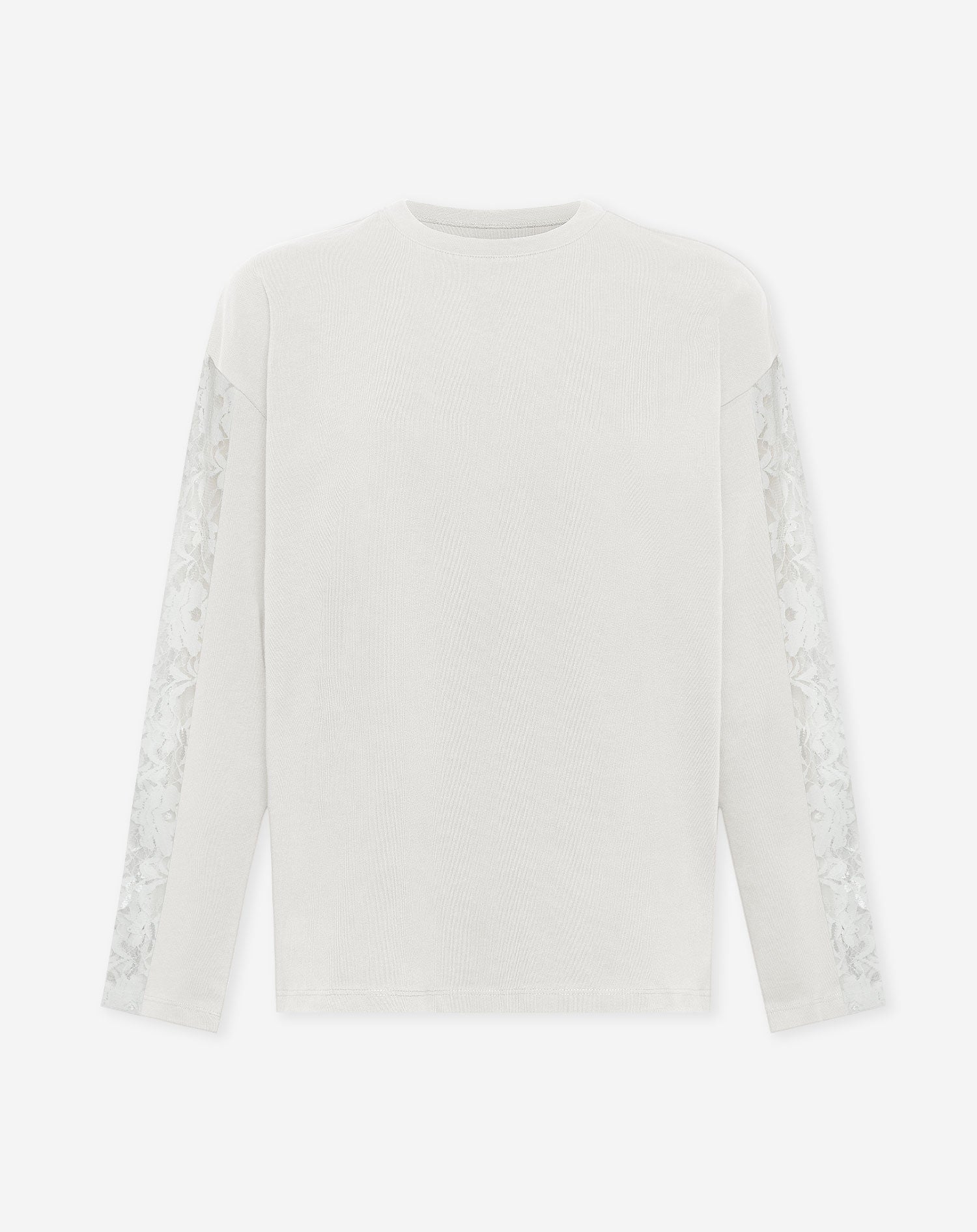 LACE INSERT LONG SLEEVE TEE CRÈME