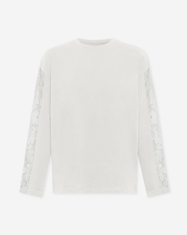 LACE INSERT LONG SLEEVE TEE CRÈME