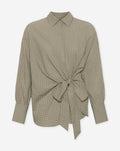 SALLY OVERSIZED WRAP BLOUSE DARK BEIGE CHECK