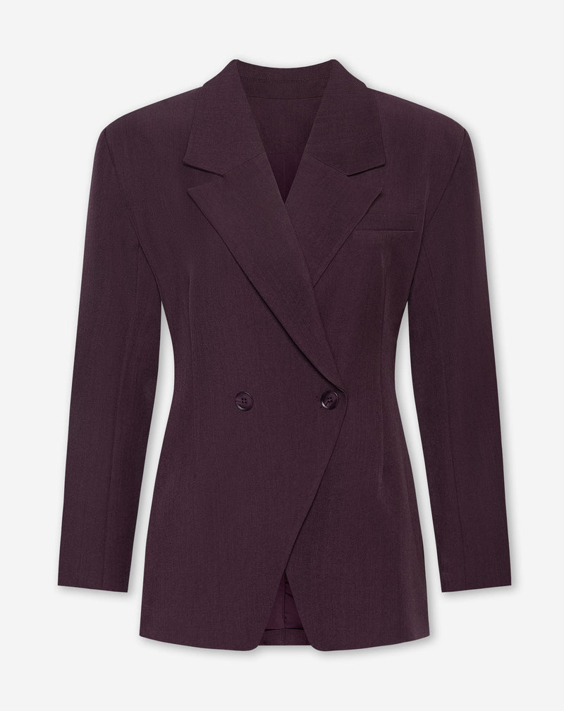 LORNA OVERSIZED CINCHED BLAZER DARK BURGUNDY