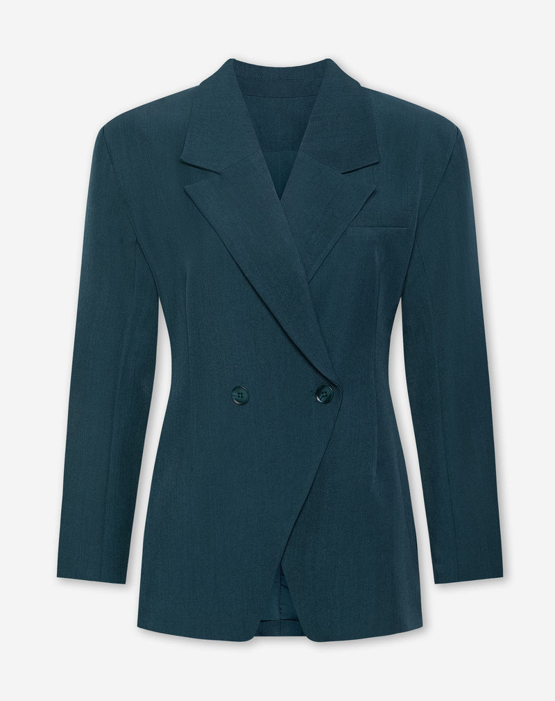 LORNA OVERSIZED CINCHED BLAZER TEAL