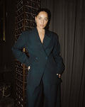 LORNA OVERSIZED CINCHED BLAZER TEAL