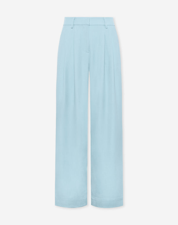 LORNA PLEATED WIDE LEG PANTALON BLAUW