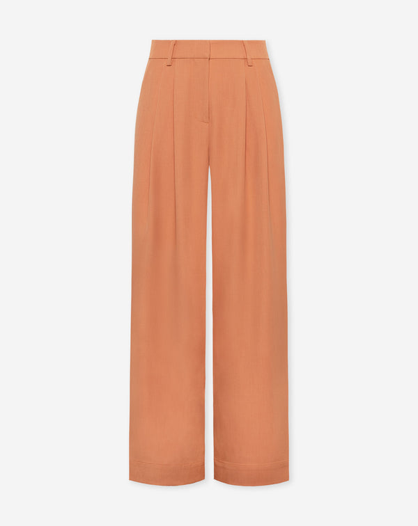 LORNA PLEATED WIDE LEG PANTALON ZACHT ORANJE