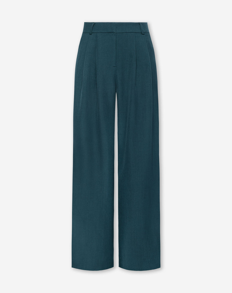 LORNA PLEATED WIDE LEG PANTALON TEAL