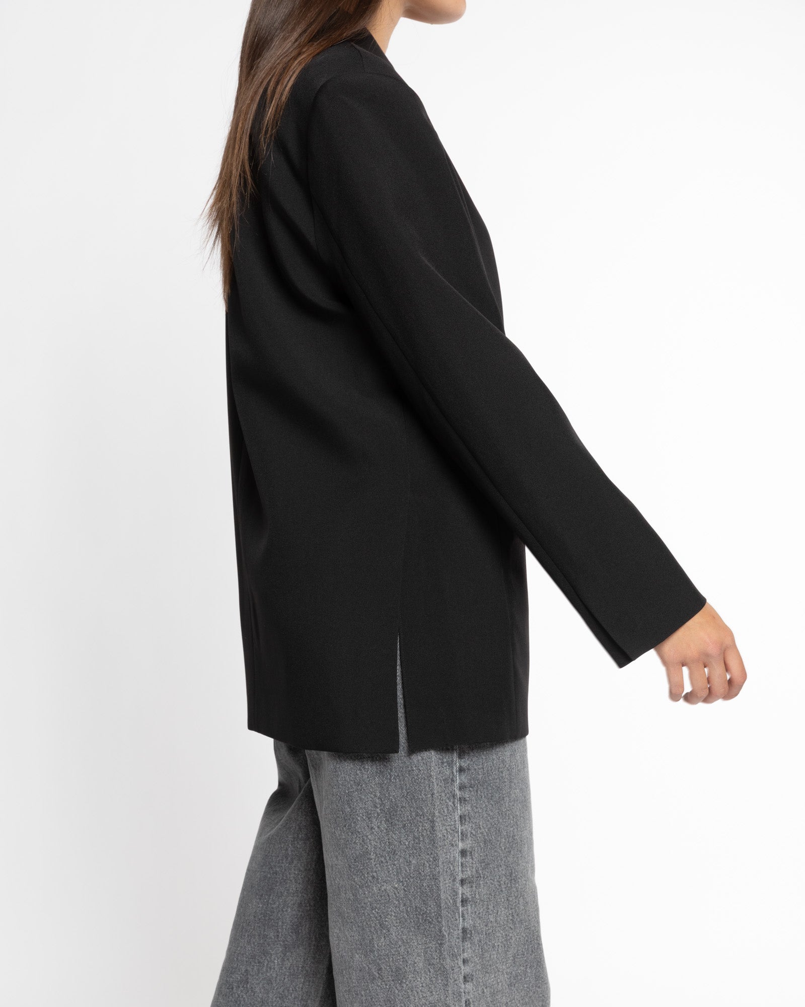 STEVIE OVERSIZED ASYMMETRIC BLAZER ZWART