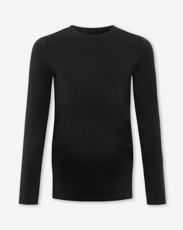 BASIC LONG SLEEVE FITTED TOP MATERNITY ZWART