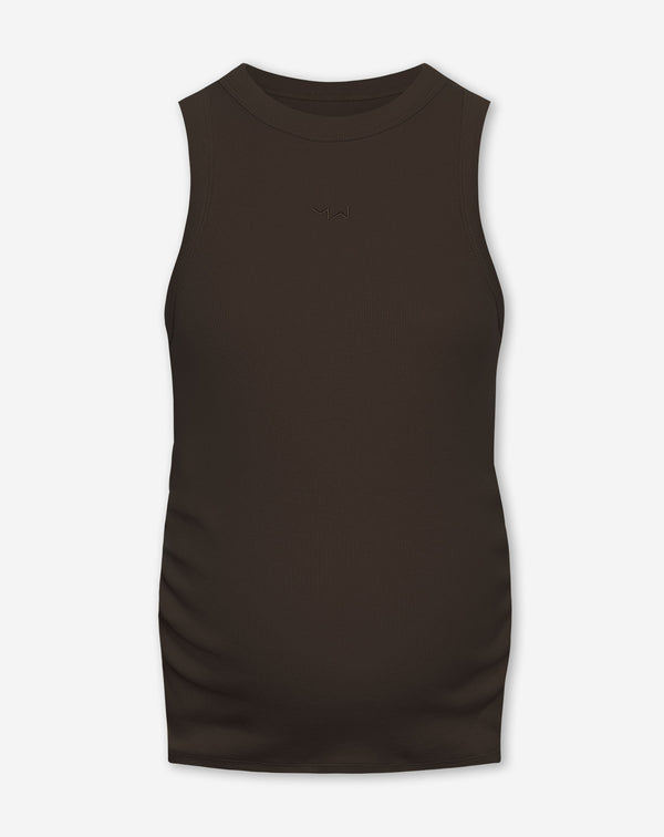 RACERBACK EMBROIDERY RIB TOP MATERNITY DONKERBRUIN