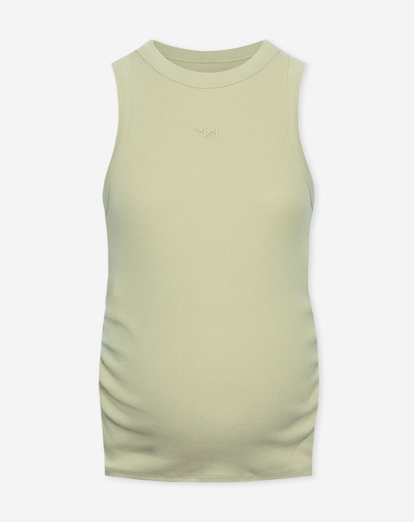 RACERBACK EMBROIDERY RIB TOP MATERNITY PISTACHE