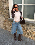 LONG DENIM JORT MID BLAUW