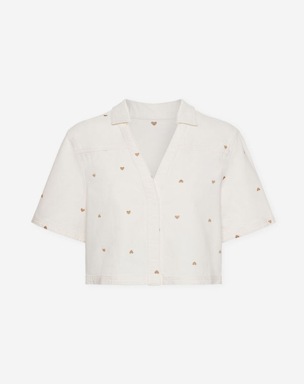 HEART DENIM TOP CRÈME