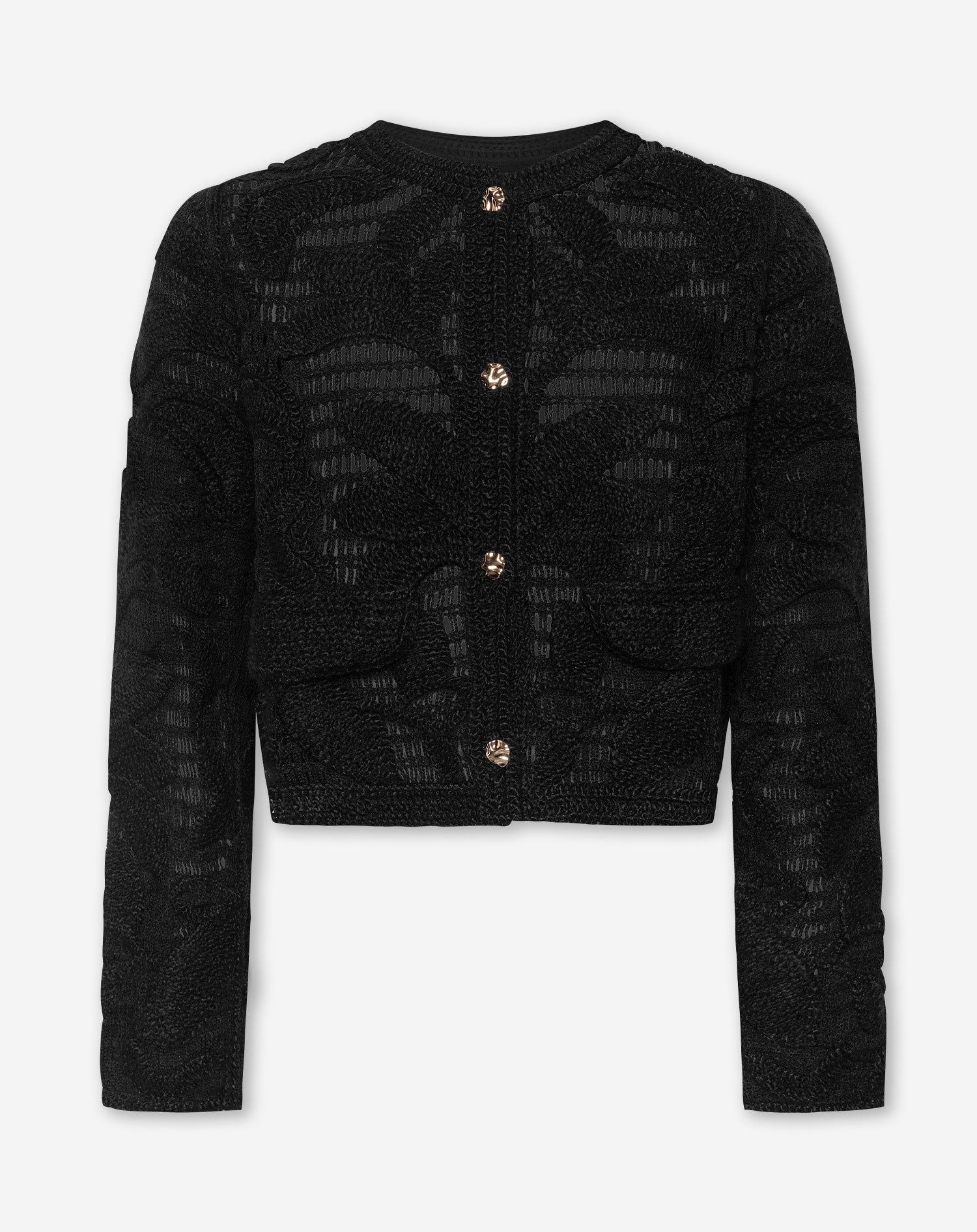 SALLY FLOWER CROCHET CARDIGAN ZWART