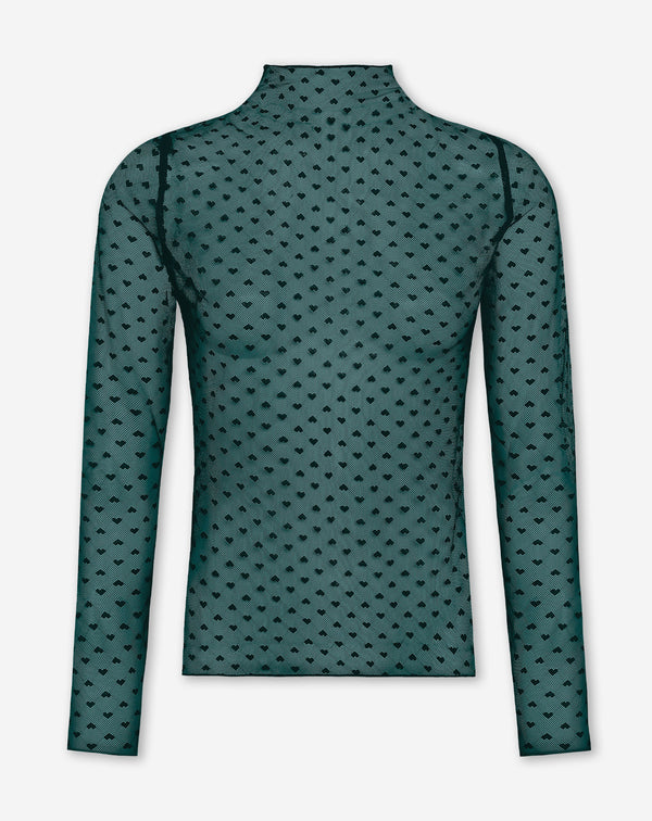 ALEXI HEART LACE TOP TEAL