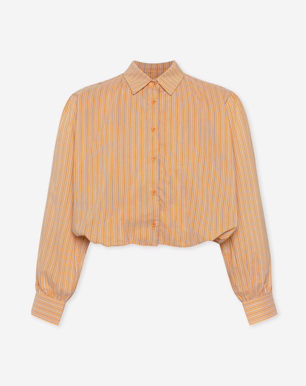 BUBBLE HEM BLOUSE ORANJE STRIPE