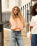 BUBBLE HEM  BLOUSE ORANGE STRIPE